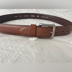 Fossil Genuine Leather Men’s Brown Belt with Nickel Buckle
